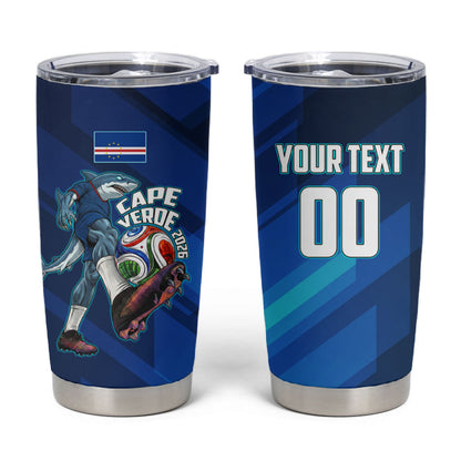 Personalized Cape Verde Football Tumbler Cup Blue Shark Mascot Cabo Verdean - Gradient Art