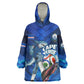 Personalized Cape Verde Football Wearable Blanket Hoodie Blue Shark Mascot Cabo Verdean - Gradient Art