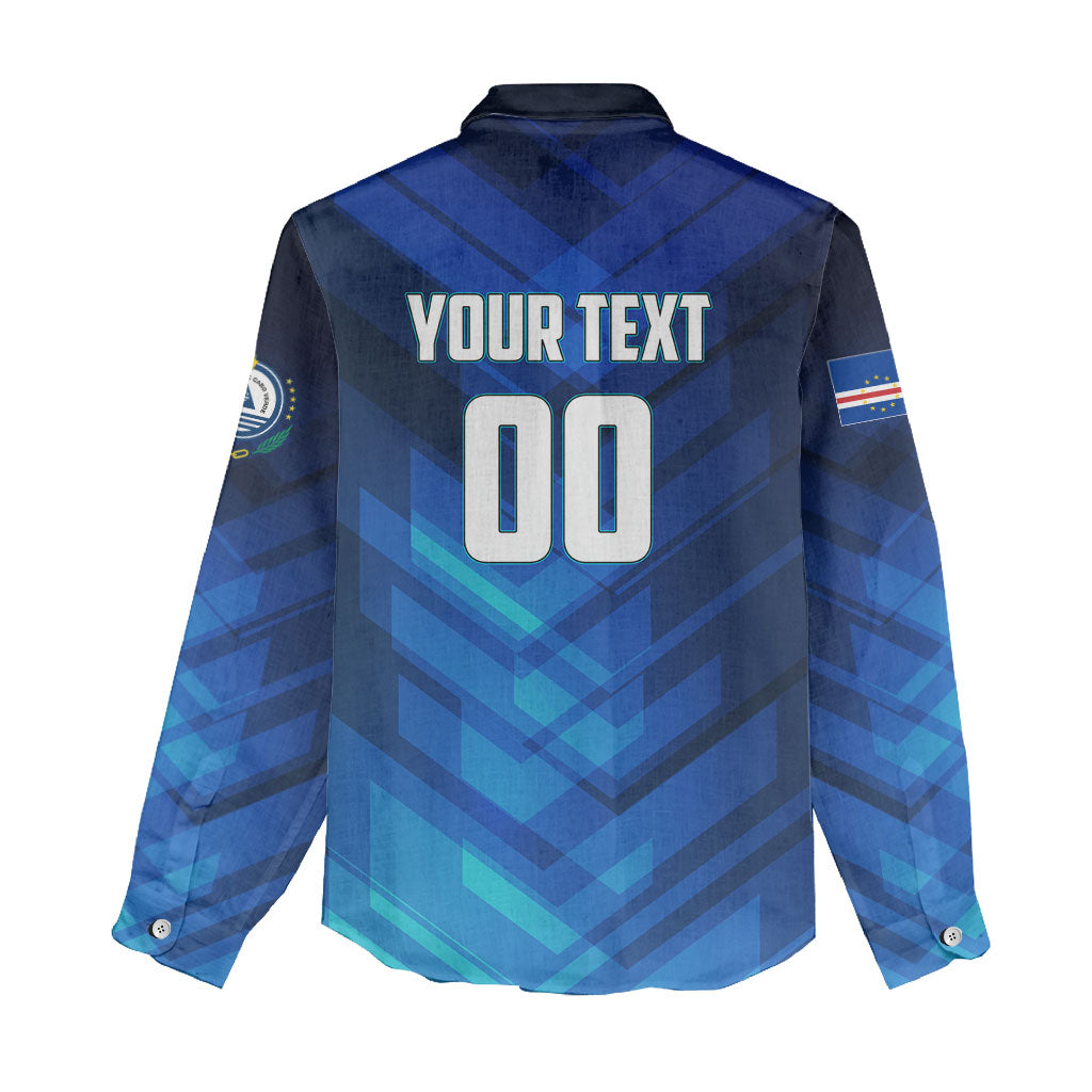 Personalized Cape Verde Football Women Casual Shirt Blue Shark Mascot Cabo Verdean - Gradient Art