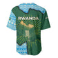 Rwanda Baseball Jersey with Green Nature Map Waterfall Sunburst Spirit