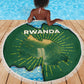 Rwanda Beach Blanket with Green Nature Map Waterfall Sunburst Spirit