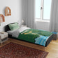 Rwanda Bedding Set with Green Nature Map Waterfall Sunburst Spirit
