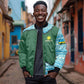 Rwanda Bomber Jacket with Green Nature Map Waterfall Sunburst Spirit