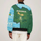 Rwanda Bomber Jacket with Green Nature Map Waterfall Sunburst Spirit