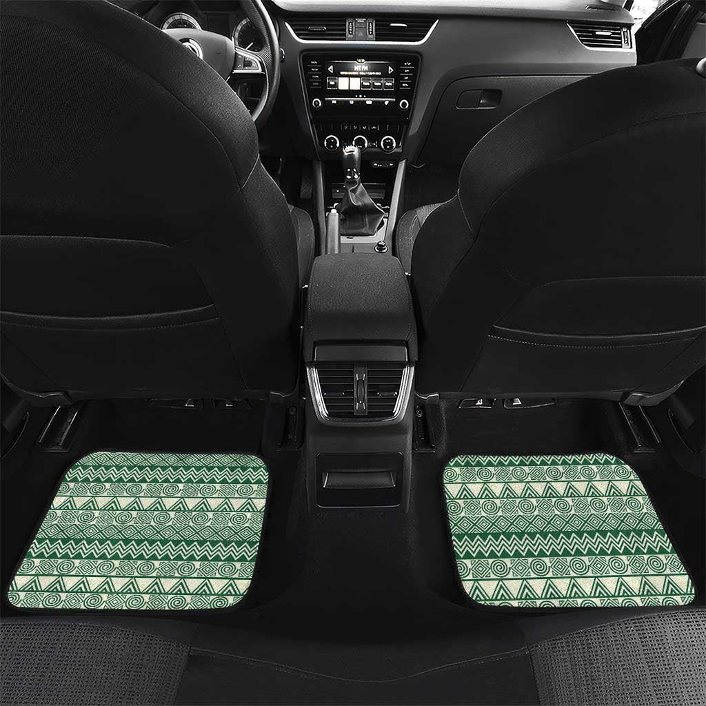 Rwanda Car Mats with Green Nature Map Waterfall Sunburst Spirit