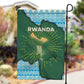 Rwanda Garden Flag with Green Nature Map Waterfall Sunburst Spirit