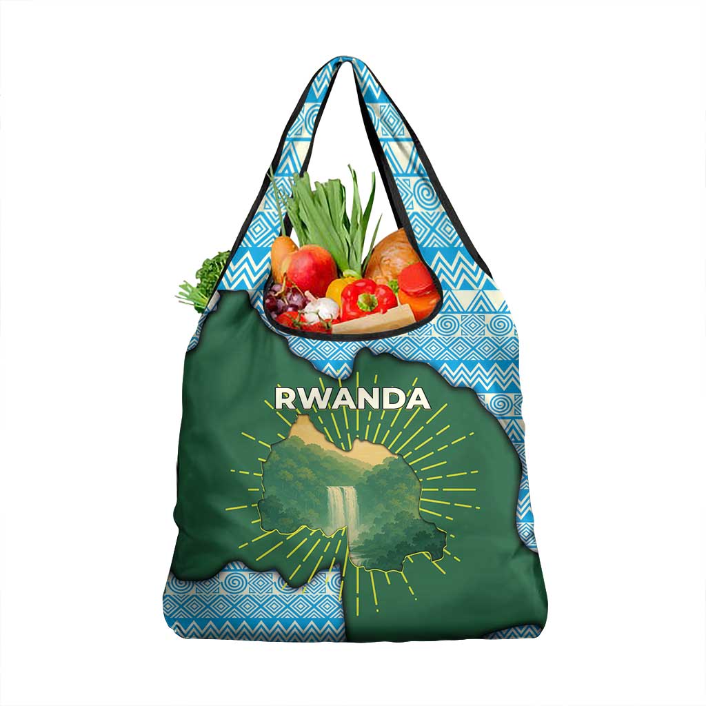 Bag Rwanda Log Rwanda Grocery Bag with Green Nature Map Waterfall Sunburst Spirit by ...