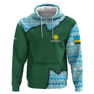 Rwanda Hoodie with Green Nature Map Waterfall Sunburst Spirit