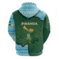 Rwanda Hoodie with Green Nature Map Waterfall Sunburst Spirit