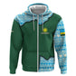 Rwanda Hoodie with Green Nature Map Waterfall Sunburst Spirit