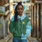 Rwanda Hoodie with Green Nature Map Waterfall Sunburst Spirit
