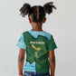 Rwanda Kid T shirt with Green Nature Map Waterfall Sunburst Spirit