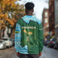 Rwanda Long Sleeve Shirt with Green Nature Map Waterfall Sunburst Spirit
