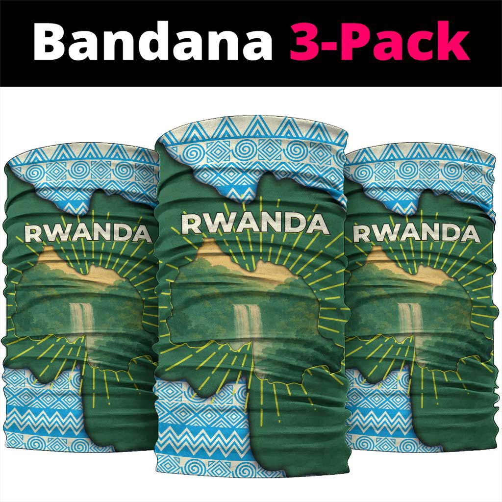 Rwanda Neck Gaiter with Green Nature Map Waterfall Sunburst Spirit - African Pride
