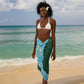 Rwanda Sarong with Green Nature Map Waterfall Sunburst Spirit