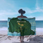 Rwanda Sarong with Green Nature Map Waterfall Sunburst Spirit
