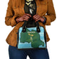 Rwanda Shoulder Handbag with Green Nature Map Waterfall Sunburst Spirit