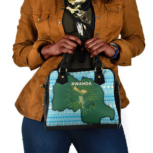 Rwanda Shoulder Handbag with Green Nature Map Waterfall Sunburst Spirit