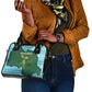 Rwanda Shoulder Handbag with Green Nature Map Waterfall Sunburst Spirit