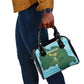 Rwanda Shoulder Handbag with Green Nature Map Waterfall Sunburst Spirit
