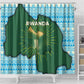 Rwanda Shower Curtain with Green Nature Map Waterfall Sunburst Spirit