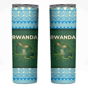 Rwanda Skinny Tumbler with Green Nature Map Waterfall Sunburst Spirit