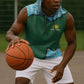 Rwanda Sleeveless Hoodie with Green Nature Map Waterfall Sunburst Spirit - African Pride