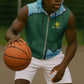 Rwanda Sleeveless Zip Hoodie with Green Nature Map Waterfall Sunburst Spirit - African Pride