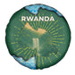 Rwanda Spare Tire Cover with Green Nature Map Waterfall Sunburst Spirit