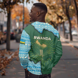 Rwanda Sweatshirt with Green Nature Map Waterfall Sunburst Spirit