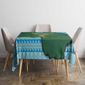 Rwanda Tablecloth with Green Nature Map Waterfall Sunburst Spirit