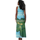 Rwanda Tank Maxi Dress with Green Nature Map Waterfall Sunburst Spirit