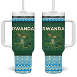 Rwanda Tumbler With Handle with Green Nature Map Waterfall Sunburst Spirit