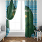 Rwanda Window Curtain with Green Nature Map Waterfall Sunburst Spirit