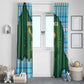 Rwanda Window Curtain with Green Nature Map Waterfall Sunburst Spirit