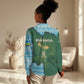 Rwanda Women Casual Shirt with Green Nature Map Waterfall Sunburst Spirit
