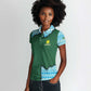 Rwanda Women Polo Shirt with Green Nature Map Waterfall Sunburst Spirit