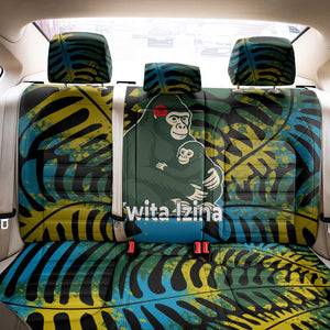 Rwanda Back Car Seat Cover with Gorilla Family Kwita Izina Leaf Jungle Spirit