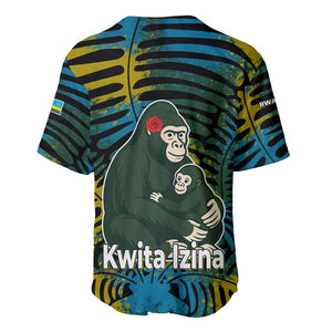 Rwanda Baseball Jersey with Gorilla Family Kwita Izina Leaf Jungle Spirit