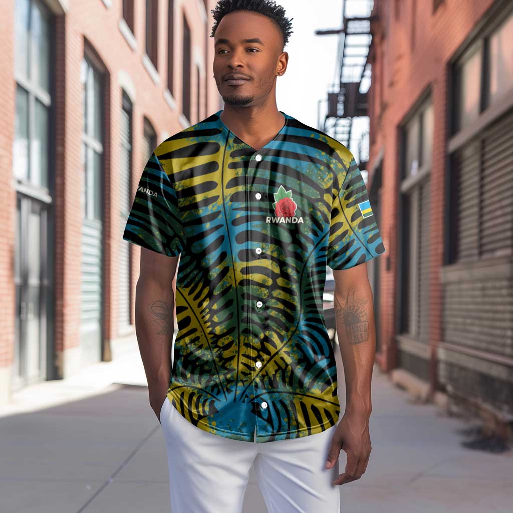 Rwanda Baseball Jersey with Gorilla Family Kwita Izina Leaf Jungle Spirit