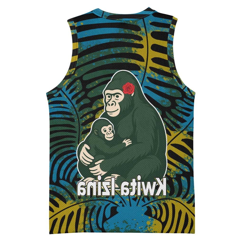 Rwanda Basketball Jersey with Gorilla Family Kwita Izina Leaf Jungle Spirit - African Pride