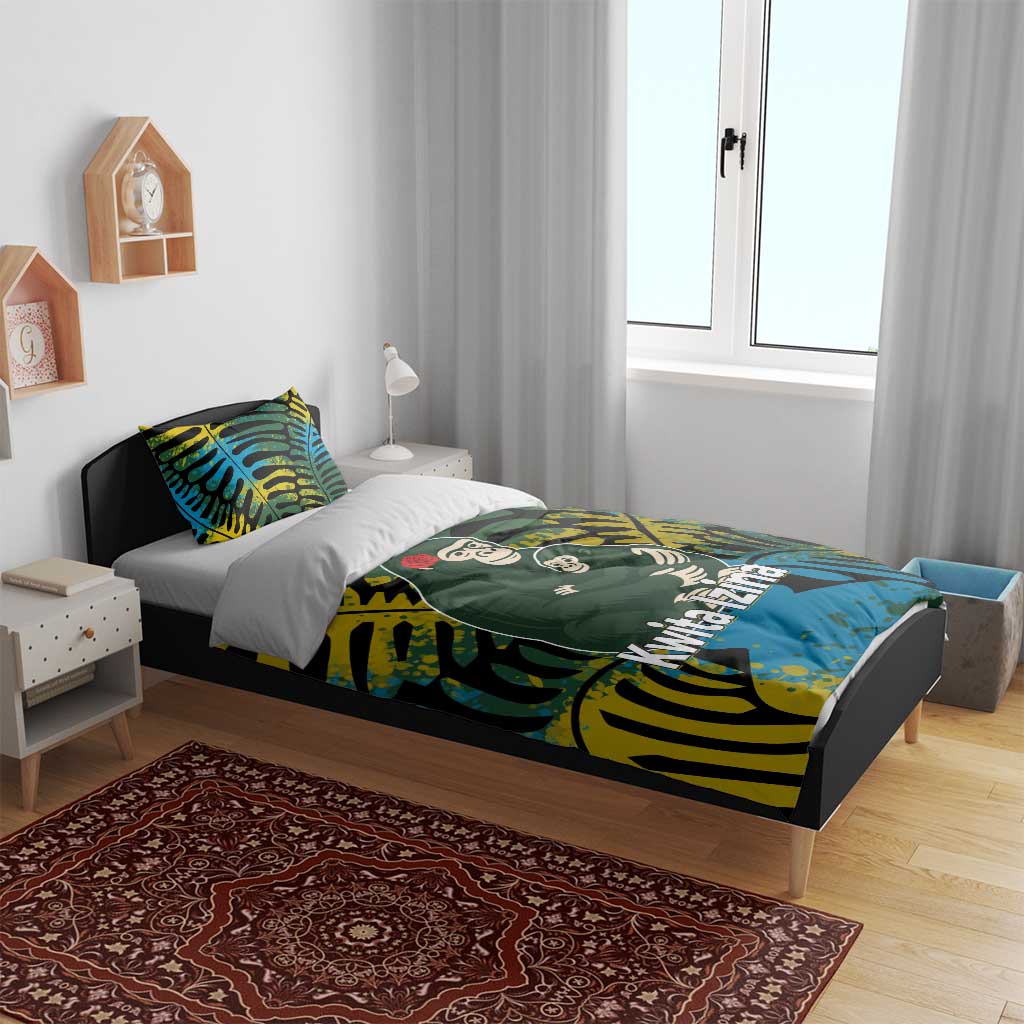 Rwanda Bedding Set with Gorilla Family Kwita Izina Leaf Jungle Spirit