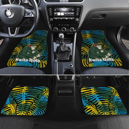 Rwanda Car Mats with Gorilla Family Kwita Izina Leaf Jungle Spirit