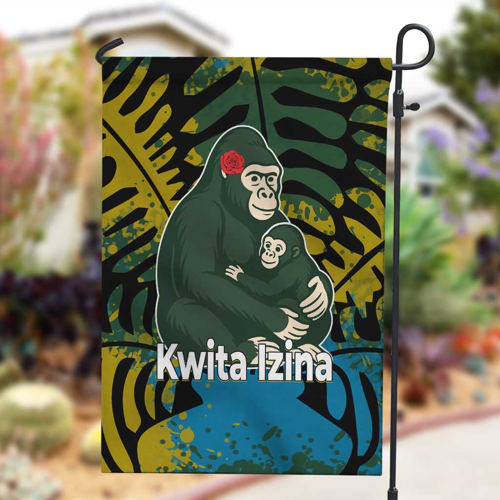 Rwanda Garden Flag with Gorilla Family Kwita Izina Leaf Jungle Spirit