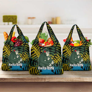 Rwanda Grocery Bag with Gorilla Family Kwita Izina Leaf Jungle Spirit