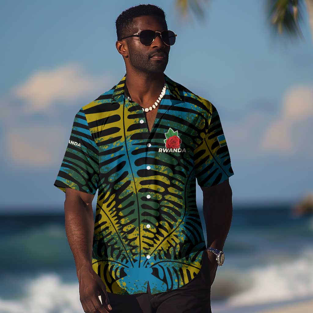 Rwanda Hawaiian Shirt with Gorilla Family Kwita Izina Leaf Jungle Spirit