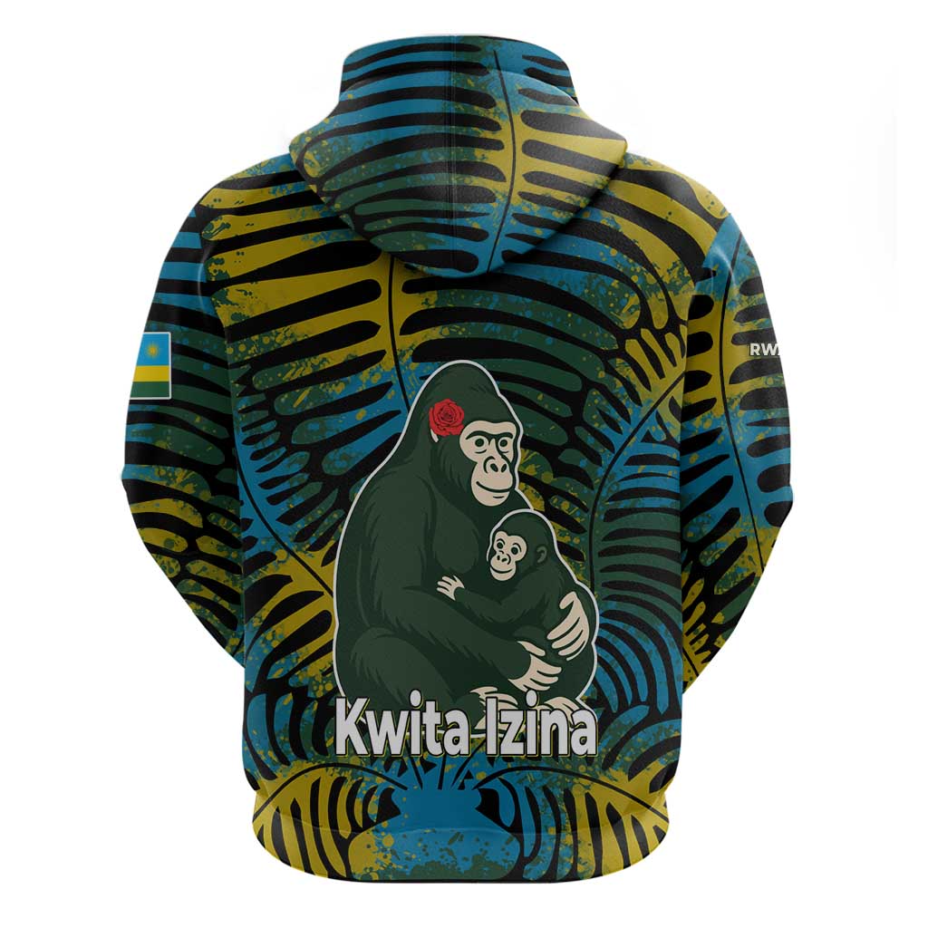 Rwanda Hoodie with Gorilla Family Kwita Izina Leaf Jungle Spirit