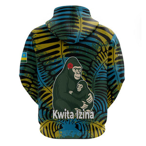 Rwanda Hoodie with Gorilla Family Kwita Izina Leaf Jungle Spirit