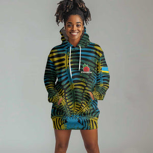 Rwanda Hoodie Dress with Gorilla Family Kwita Izina Leaf Jungle Spirit