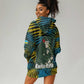 Rwanda Hoodie Dress with Gorilla Family Kwita Izina Leaf Jungle Spirit